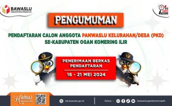 Pengumuman Pendafaran Calon Anggota Panwaslu Kelurahan/Desa